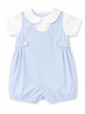 Petit Ami Baby Boys' Side Tab Pintuck Gingham Romper